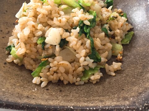 玄米で♬ ニンニクと青梗菜のチャーハン